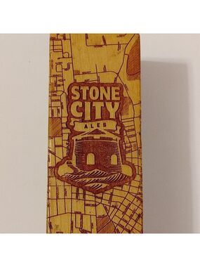 STONE CITY ALES Kingston Ontario Brewery Tap Handle Wood Block Map of Kingston